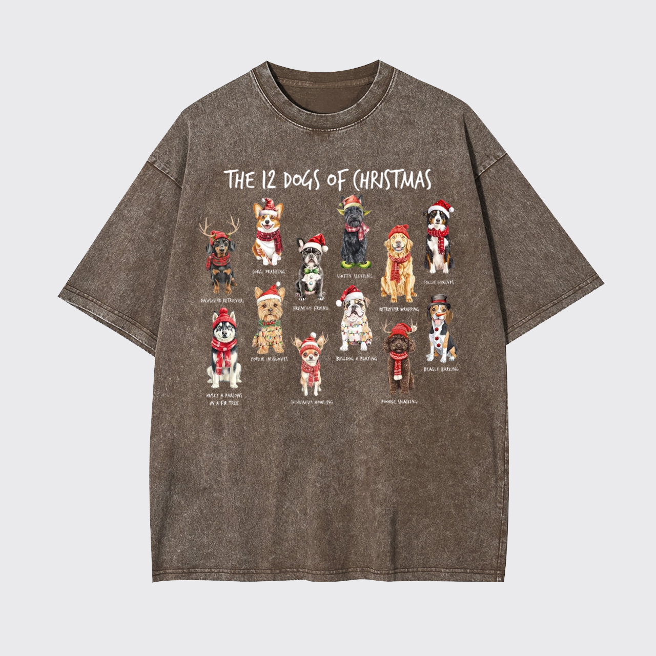 Retro 12 Dogs of Christmas Garment-dye Tees