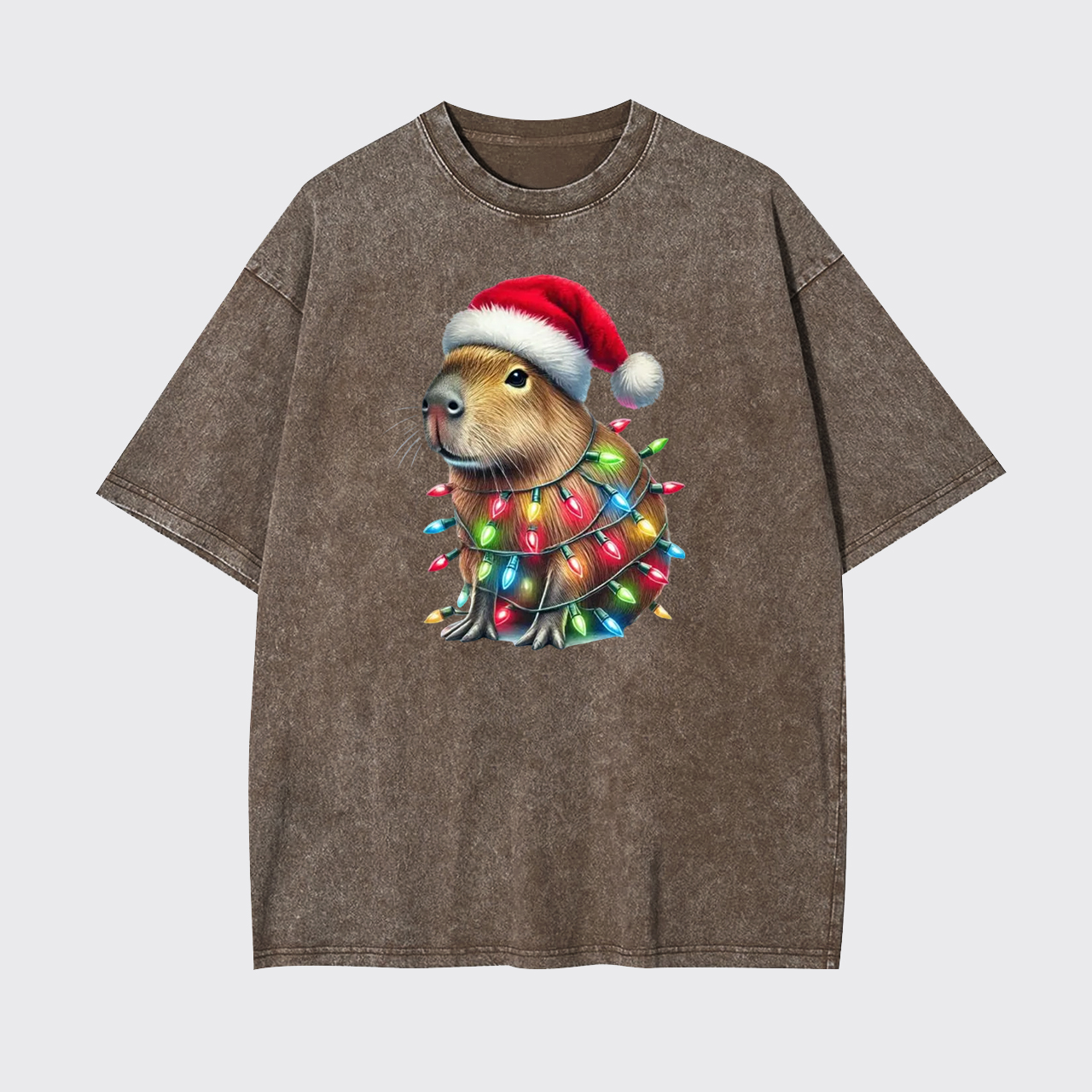 Capybara Christmas Lights Garment-dye Tees