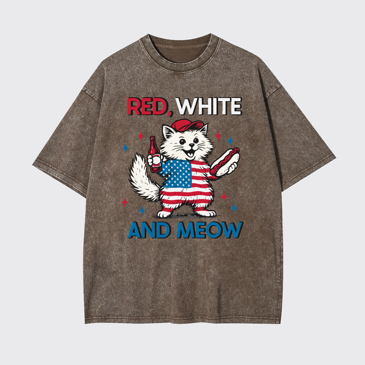 Funny Independence Day-Patriotic Cat Garment-dye Tees