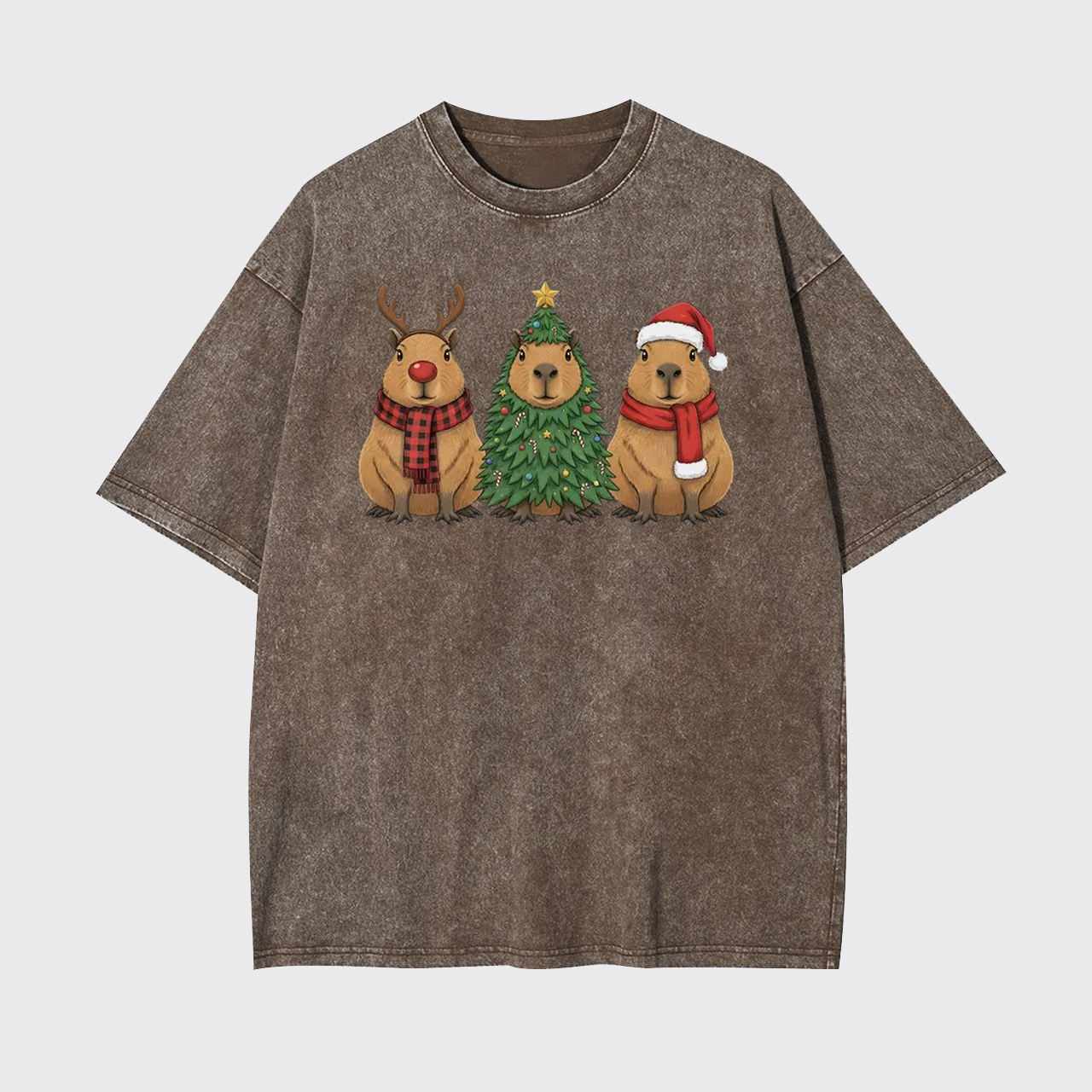 Santa Capybara Christmas Garment-dye Tees