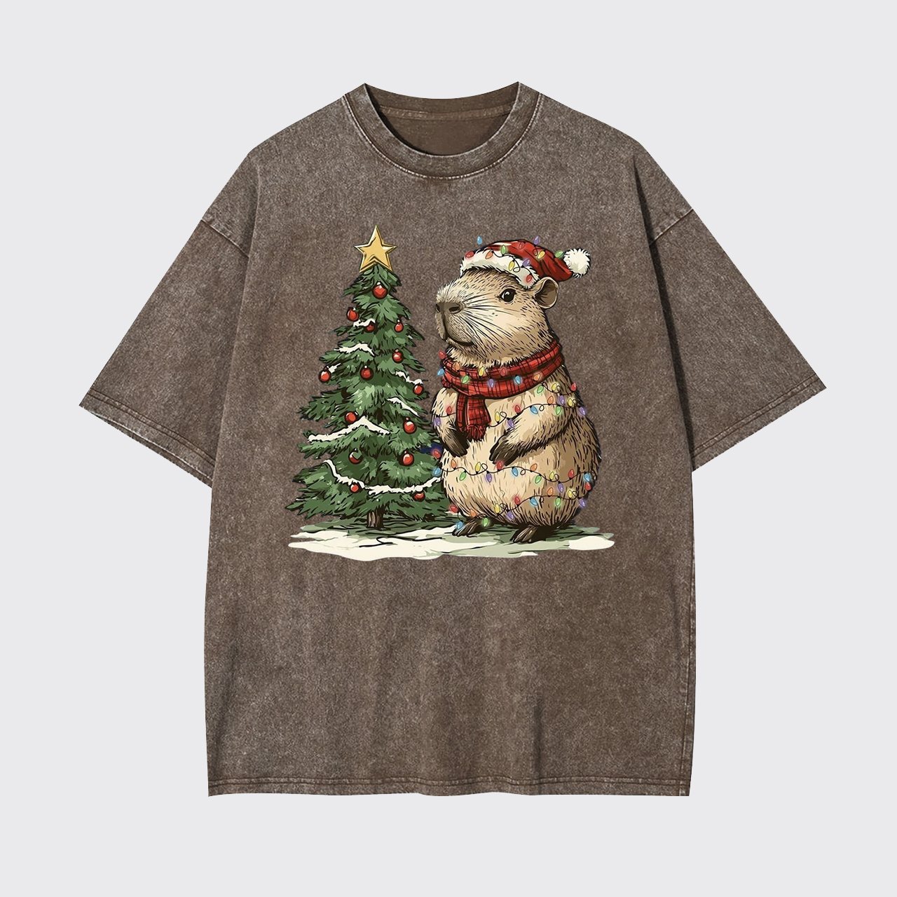 Capybara Christmas Tree Garment-dye Tees