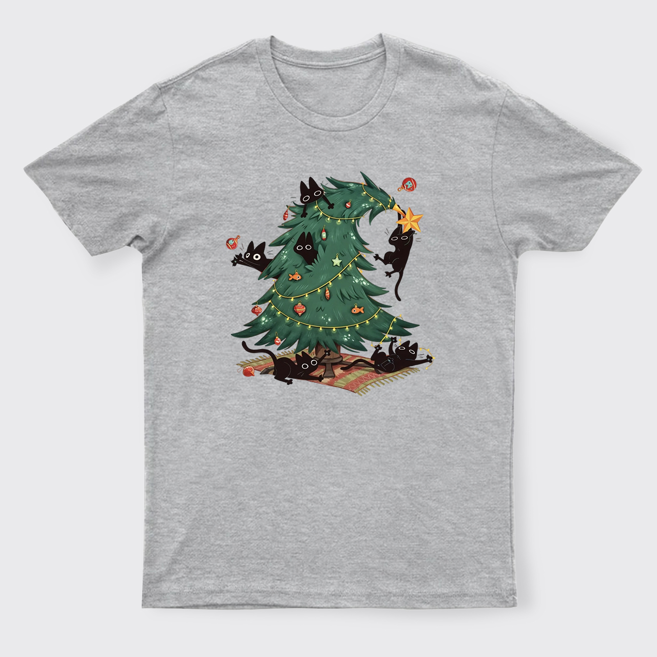 Christmas Tree And Black Cat T-Shirts