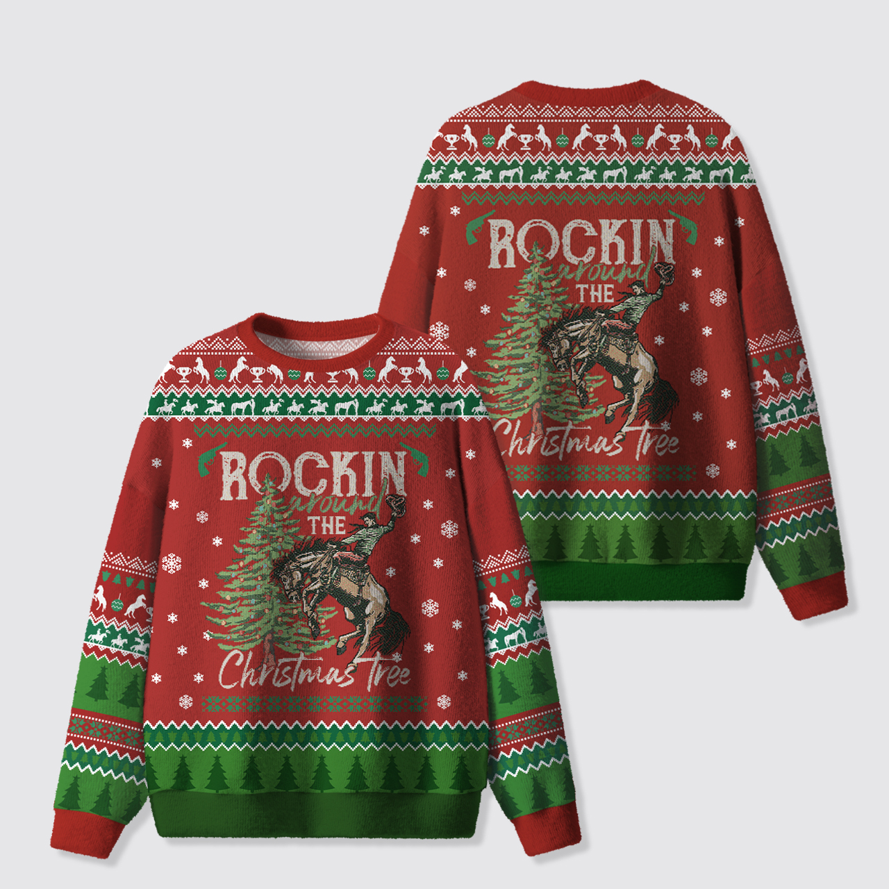 Rockin Around The Christmas Tree Ugly Knit Sweatshirt