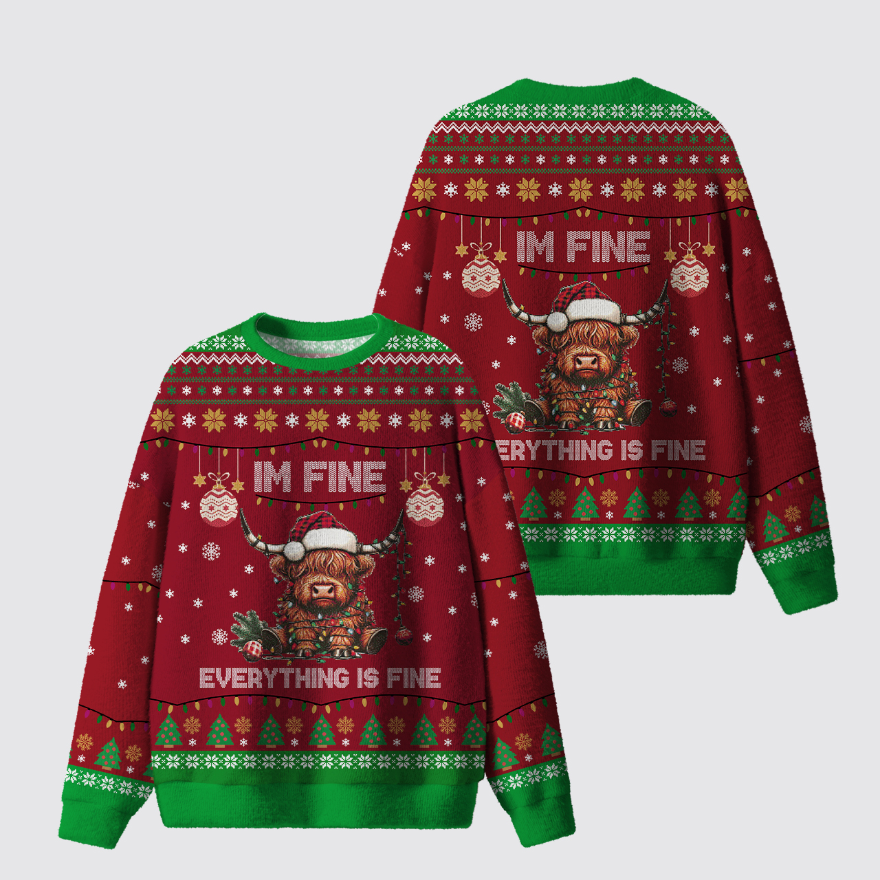 I'm Fine Everything Is Fine Ugly Knit Sweatshirt