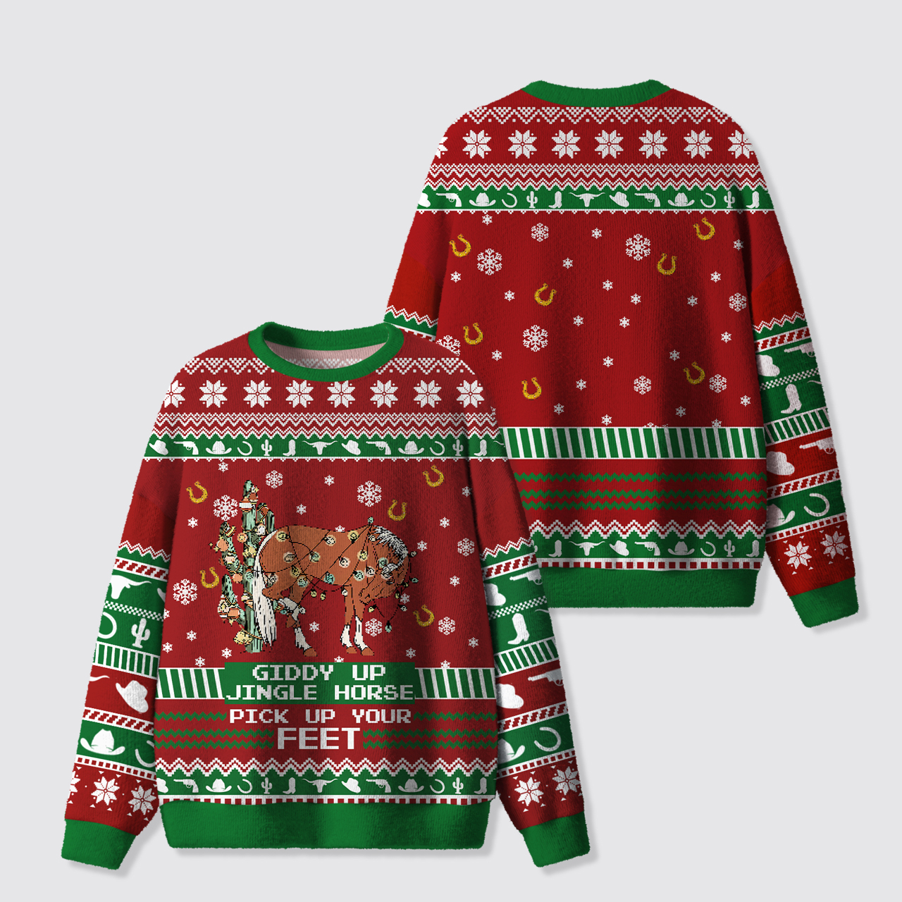 Giddy Up Jingle Horse Ugly Knit Sweatshirt
