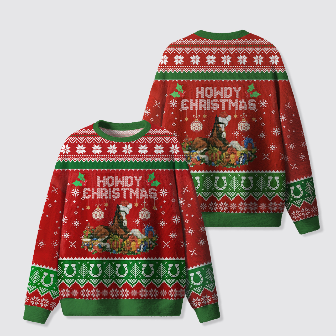 Christmas Horse Ugly Knit Sweatshirt