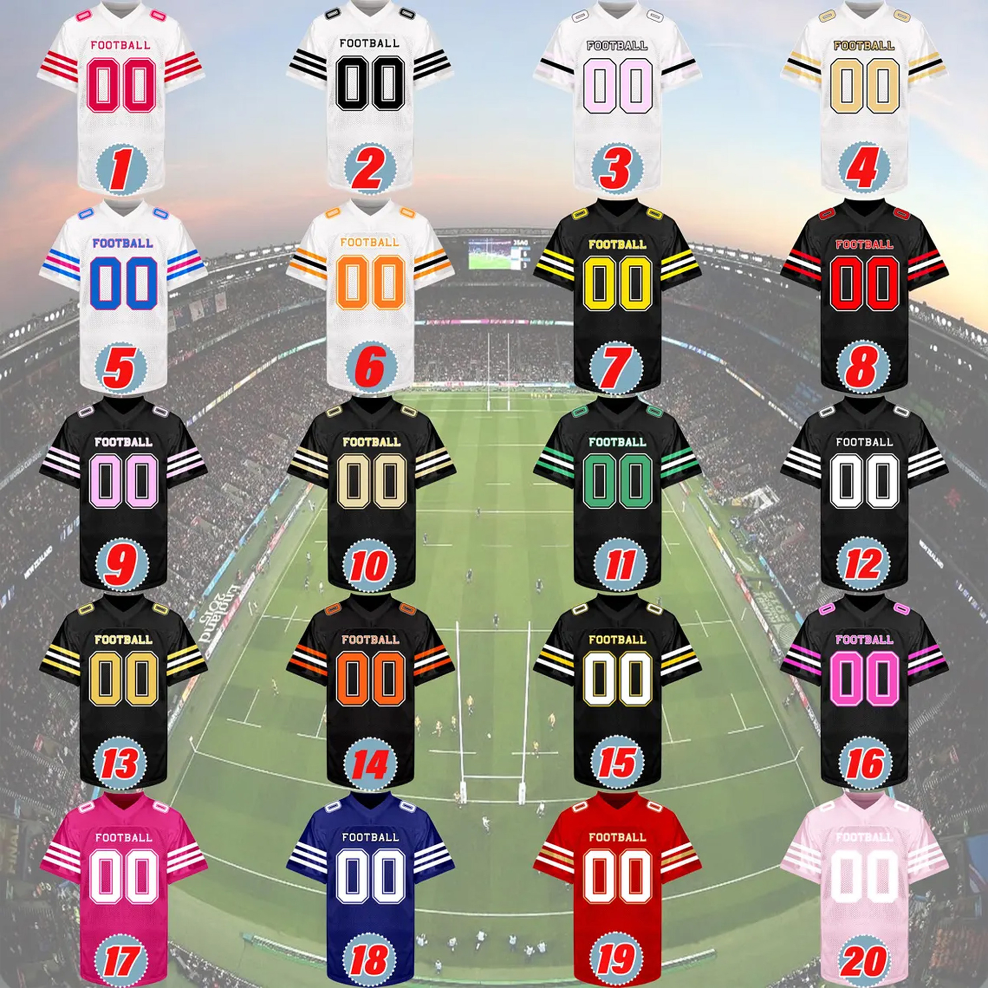 Personalized Football Name Number Team Mesh Jersey