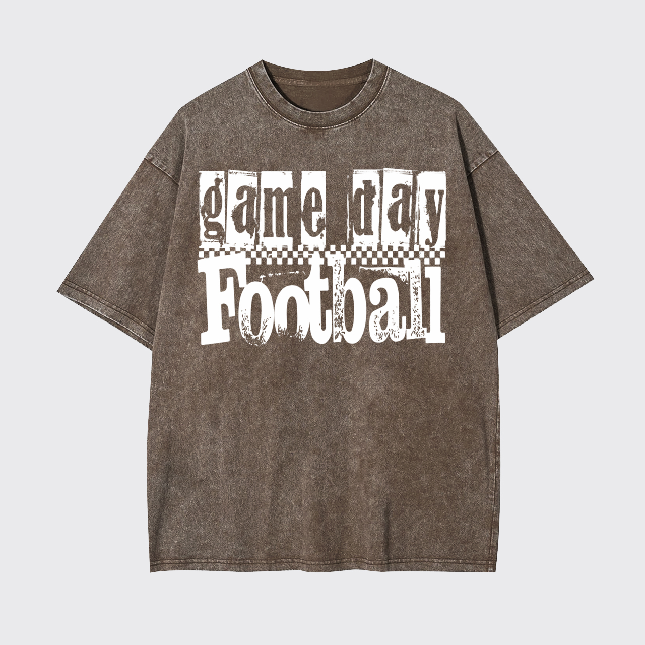 Game Day Football Retro Checkered Garment-dye Tees