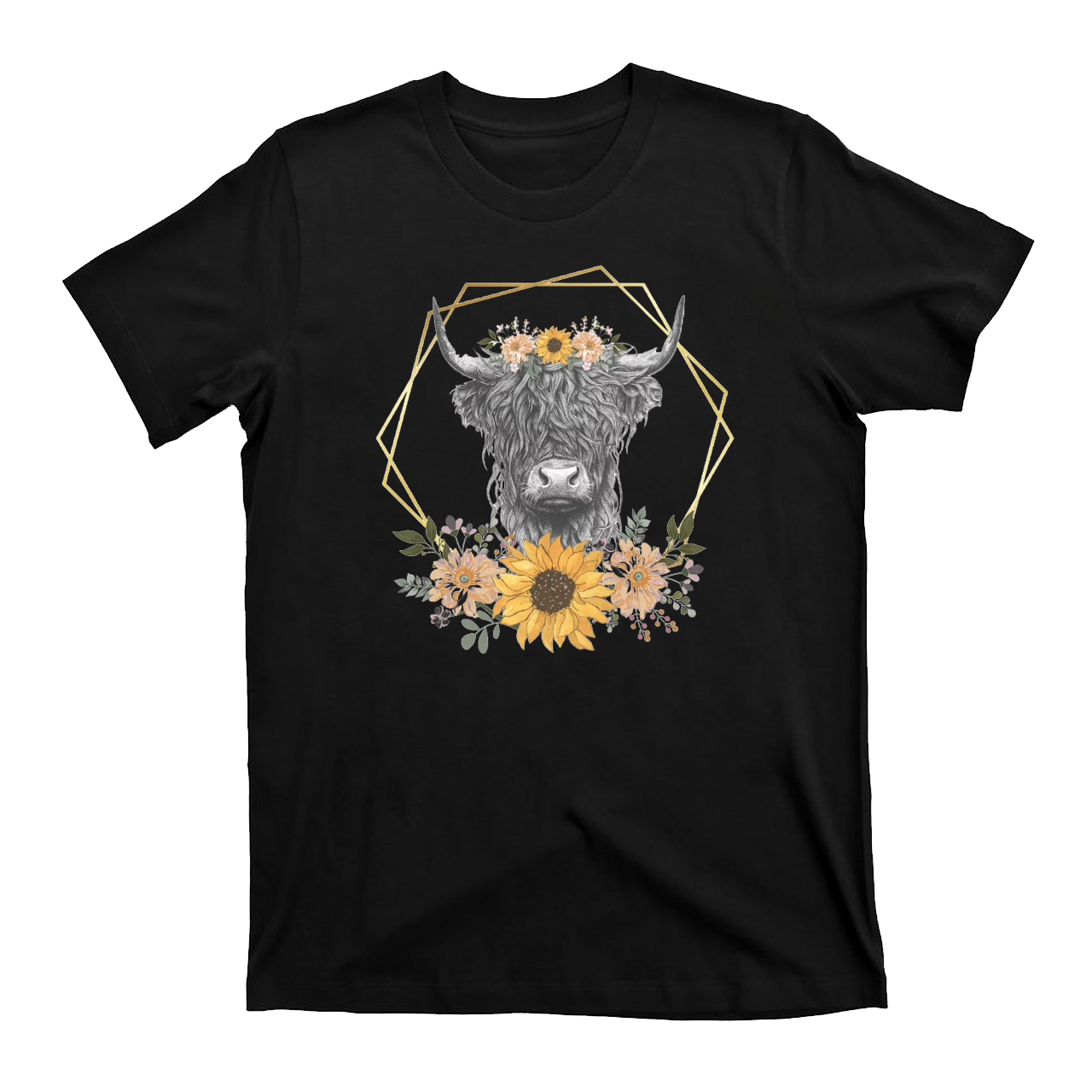 Highland Cow Sunflower Sea Valentine T-Shirts