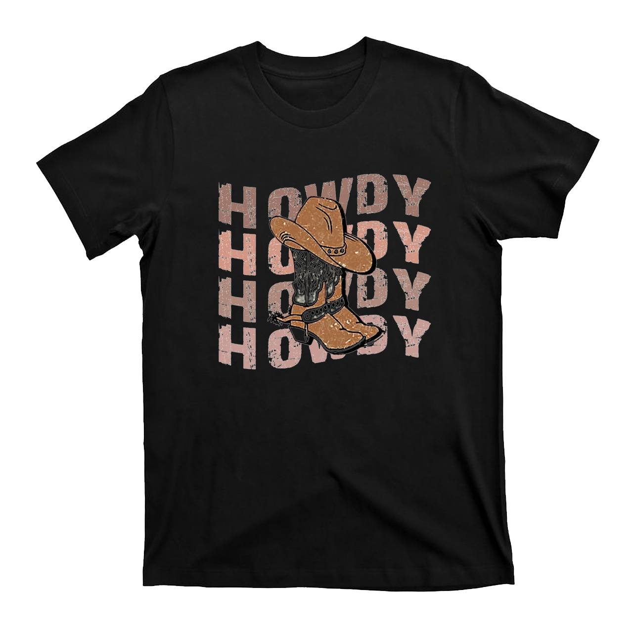 Howdy Boots Cowboy Hat Distressed Vintage T-Shirts