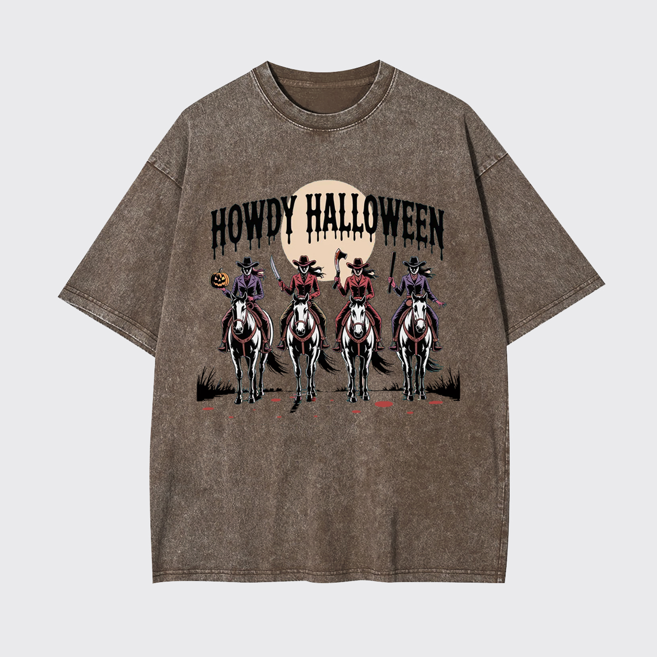 Cowgirl Riding Halloween Garment-dye Tees