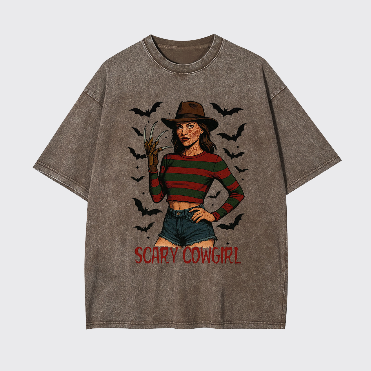 Scary Cowgirl Halloween Horror Garment-dye Tees