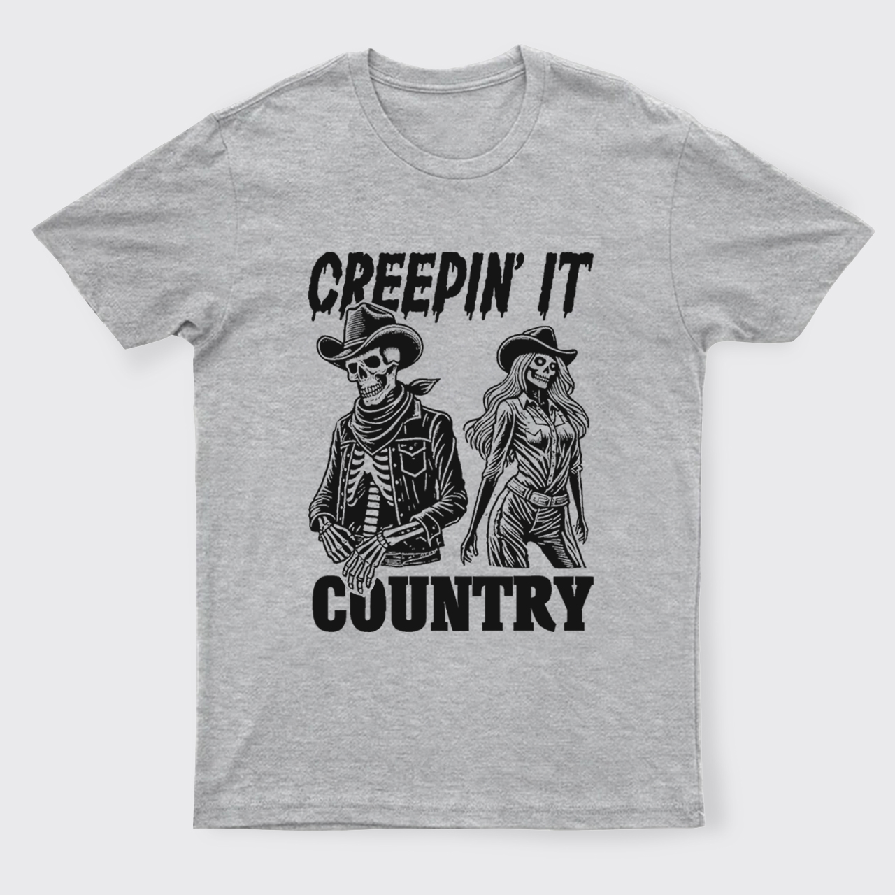 Creepin' It Cowboy Skeleton Cowgirl Ghost T-Shirts