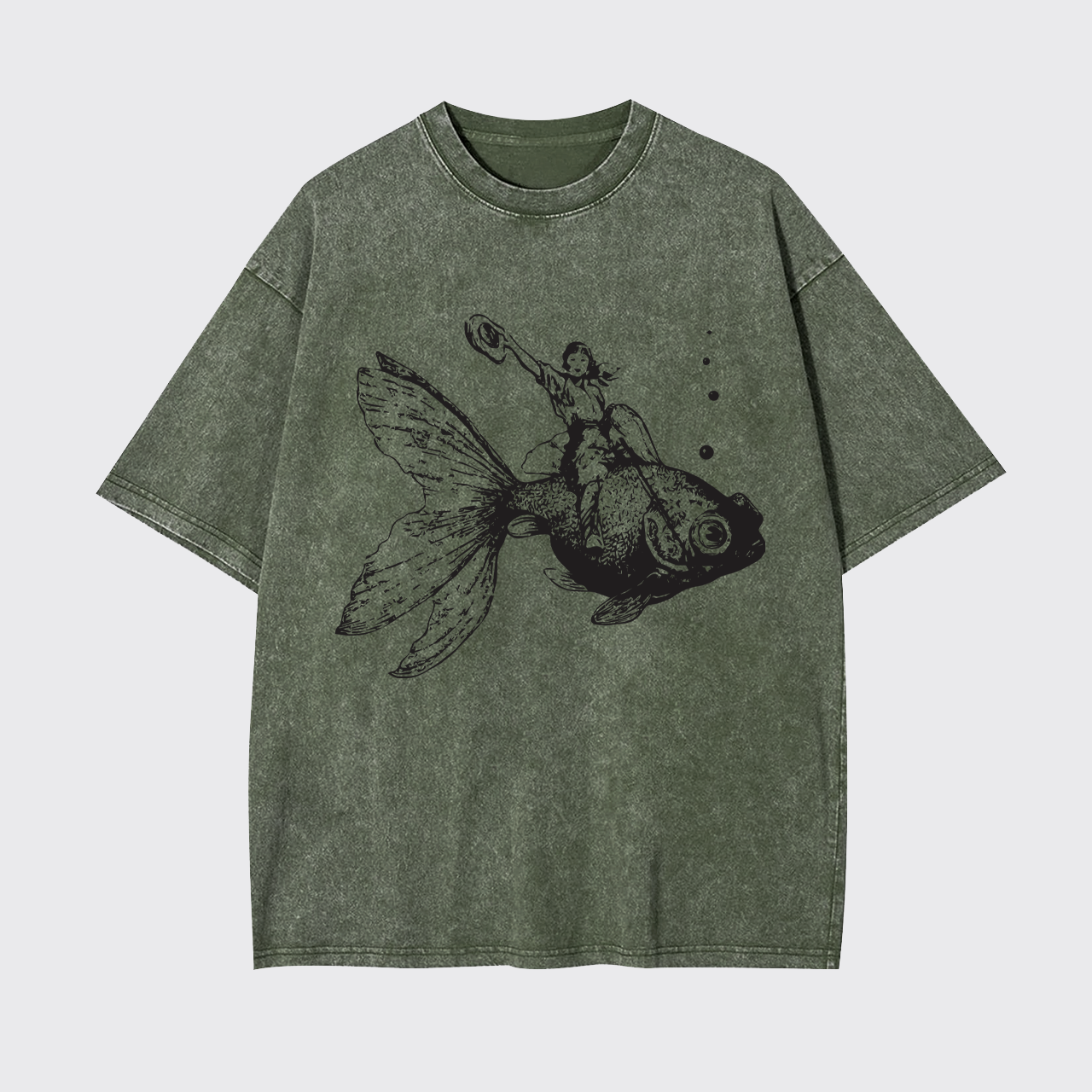 Goldfish-Riding Cowgirl Garment-dye Tees