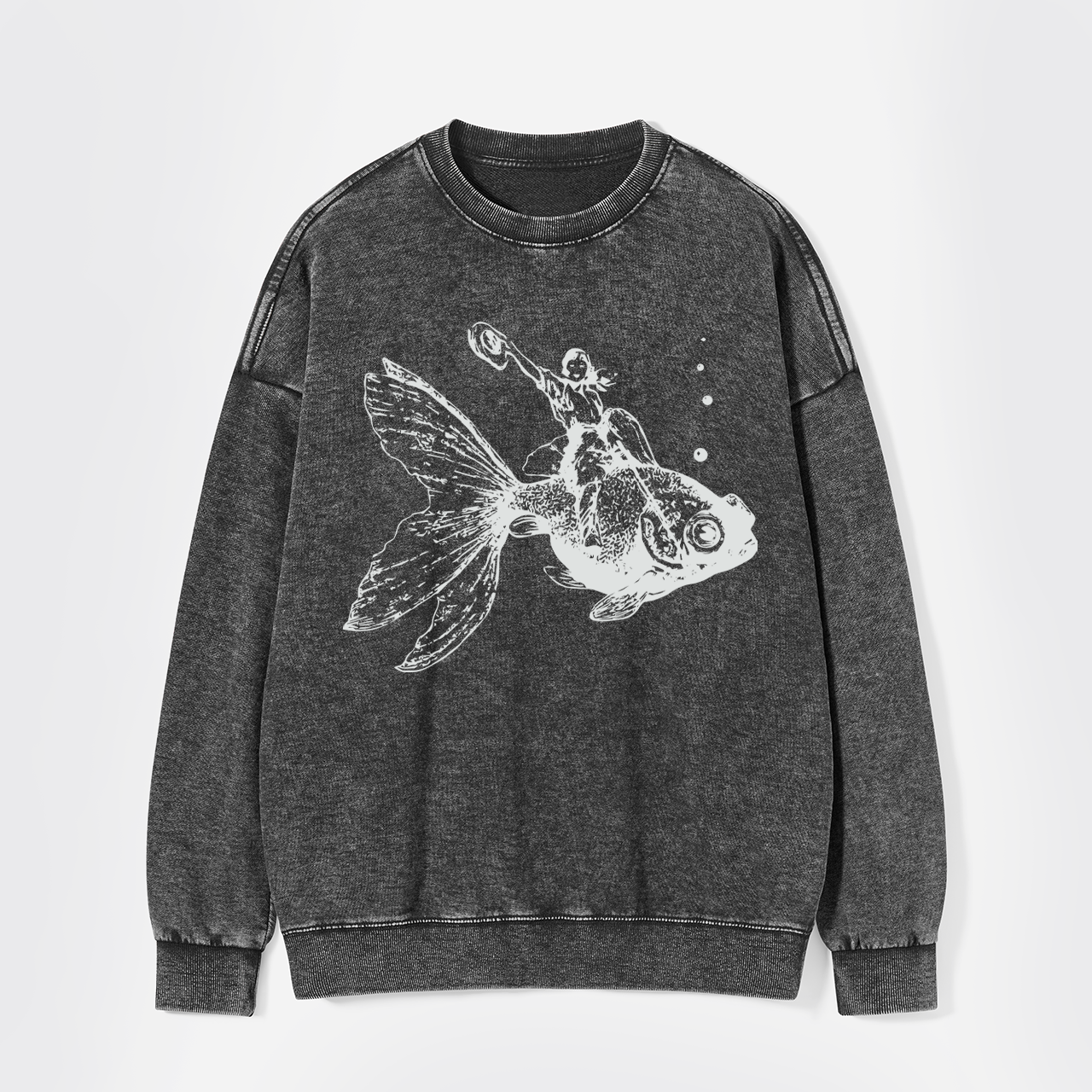 Goldfish-Riding Cowgirl Washed Sweatshirts