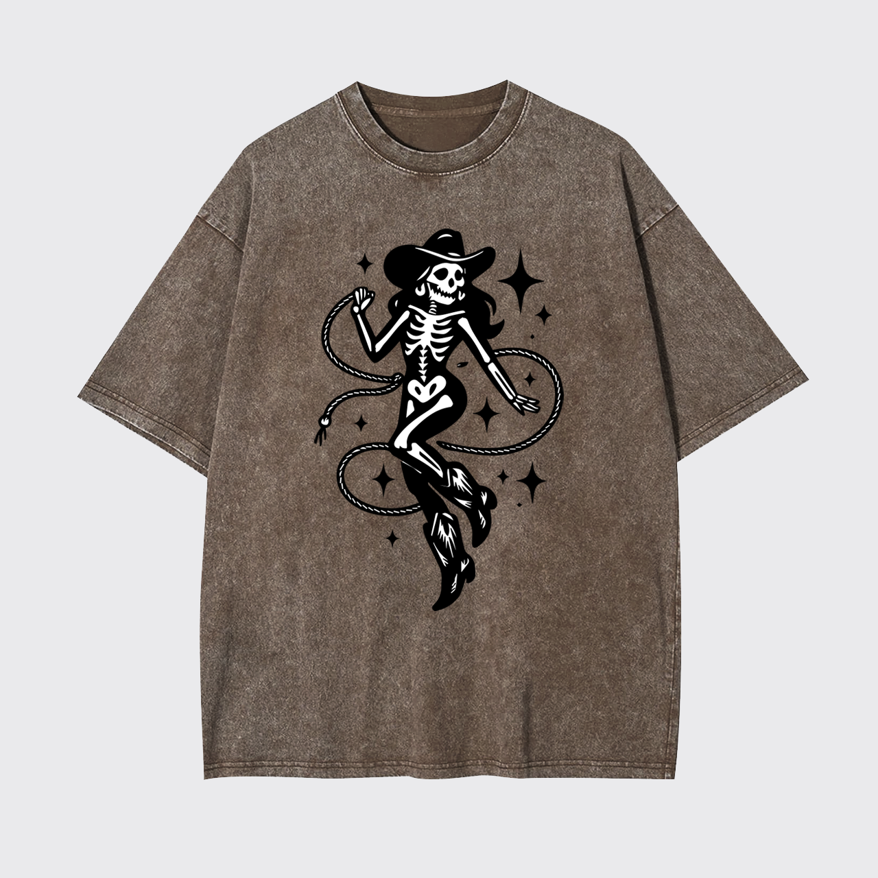 Halloween Skeleton Cowgirl Garment-dye Tees