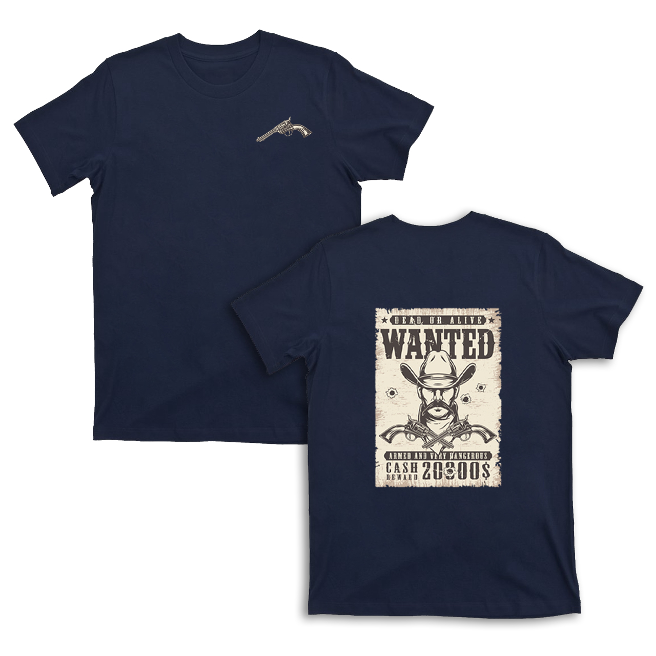 Vintage Wanted Wild West Poster Double Sided Printing T-Shirts