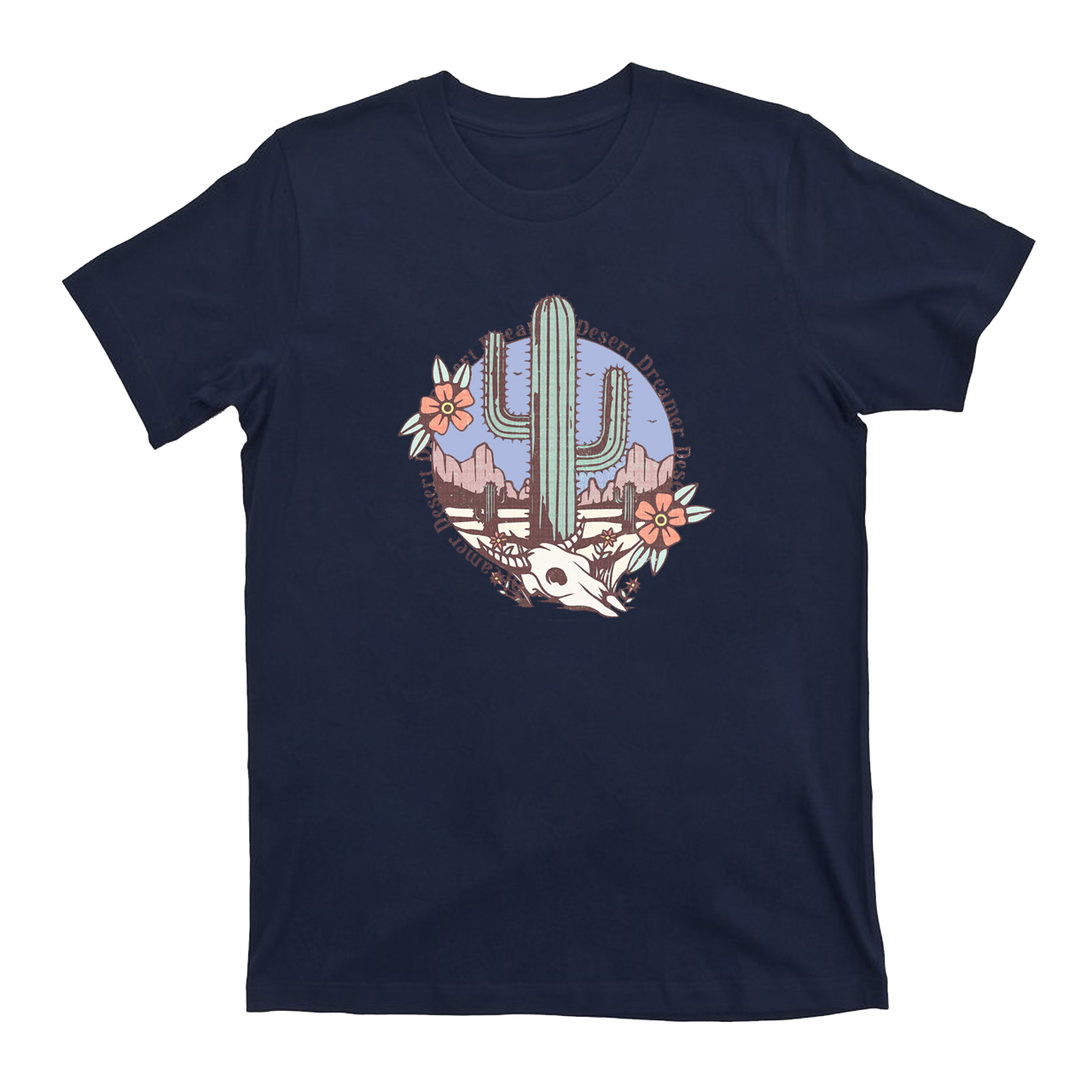 Western Cactus Skull Desert T-Shirts