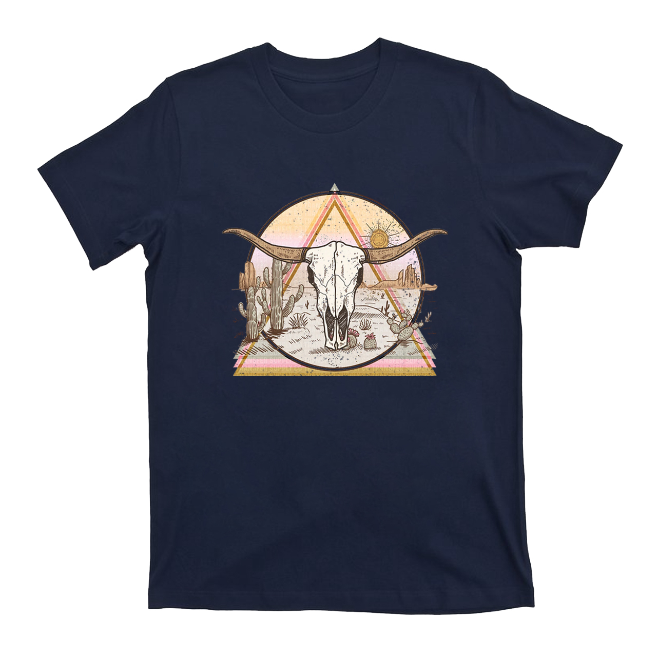 Mysterious Triangular Cow Skull Desert T-Shirts