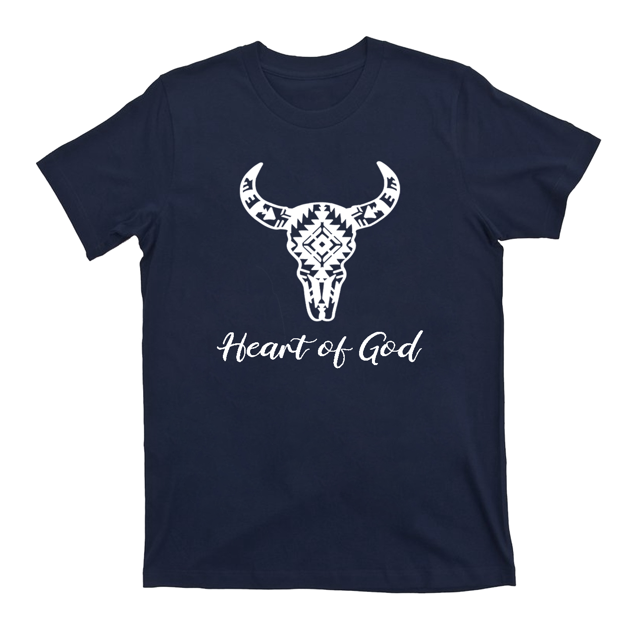 Aztec Cow Bull Skull Heart of God T-Shirts