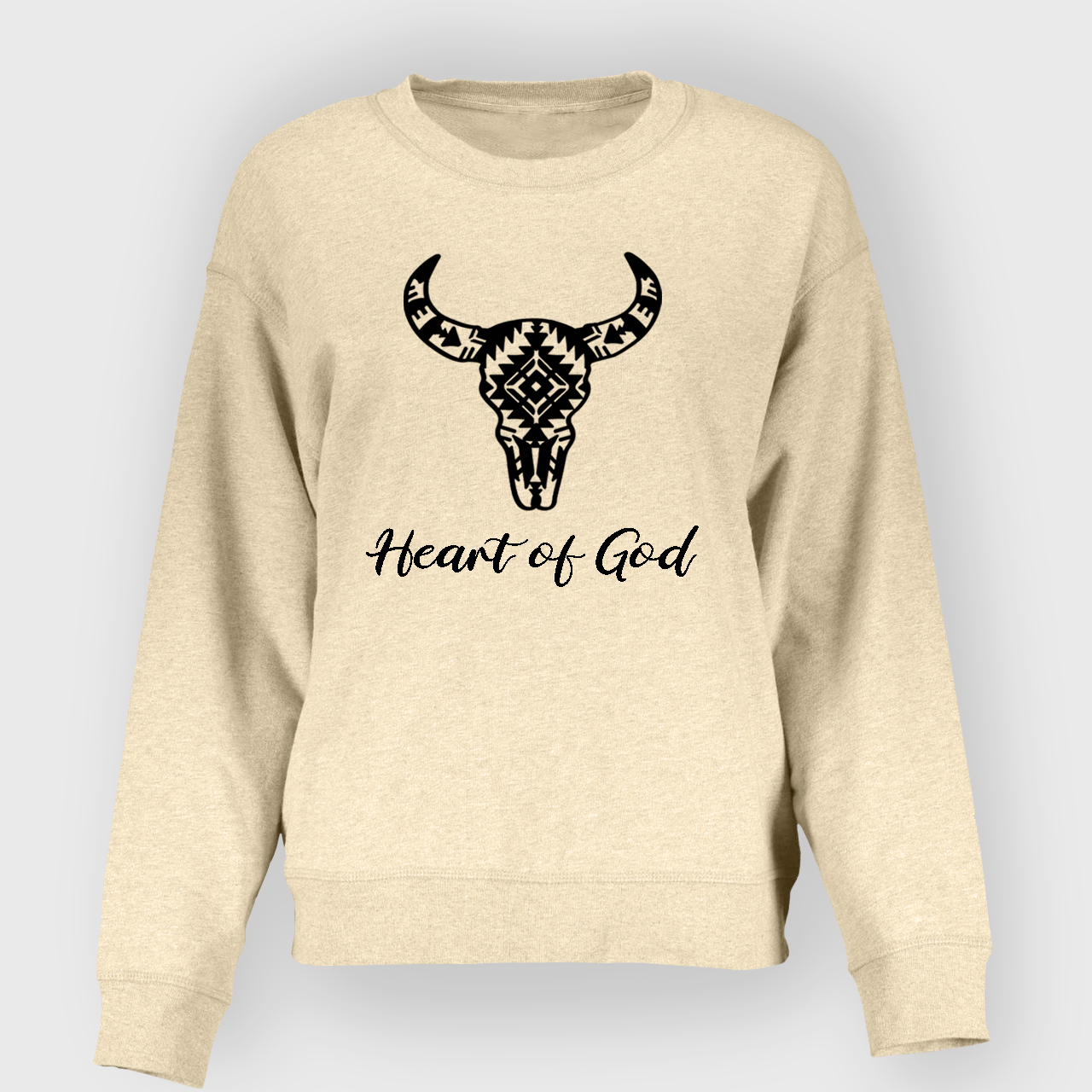 Aztec Cow Bull Skull Heart of God Sweatshirt
