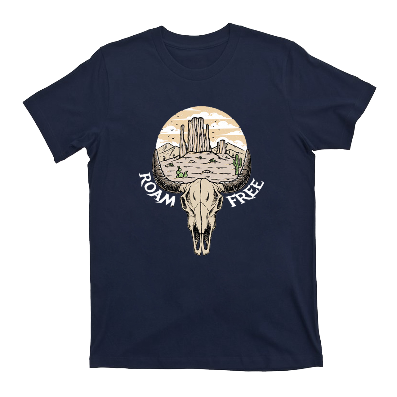 Roam Free Western Cow Skull T-Shirts