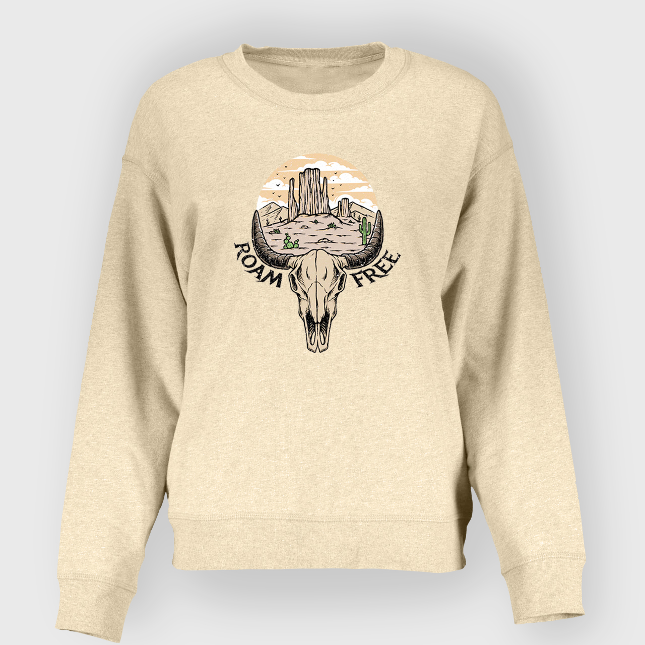 Roam Free Western Cow Skull Sweatshirt