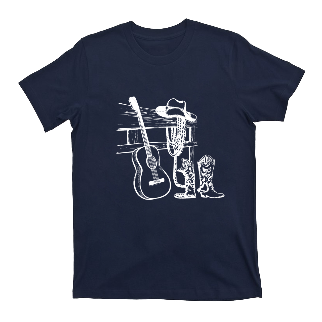 Vintage Cowboy And Music Guitar T-Shirts