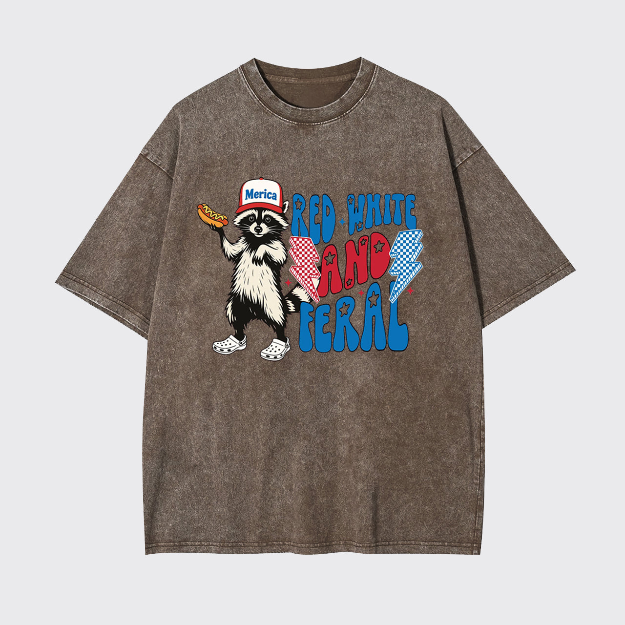 4th Of July-Red White And Feral Garment-dye Tees