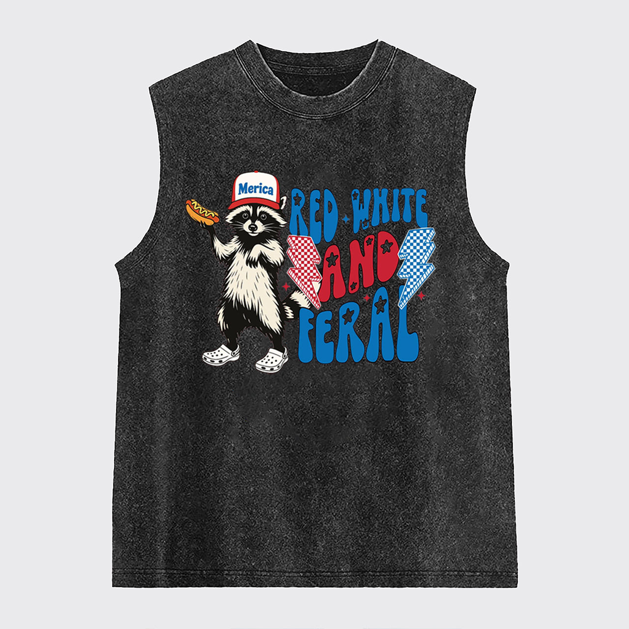 4th Of July-Red White And Feral Washed Tanks