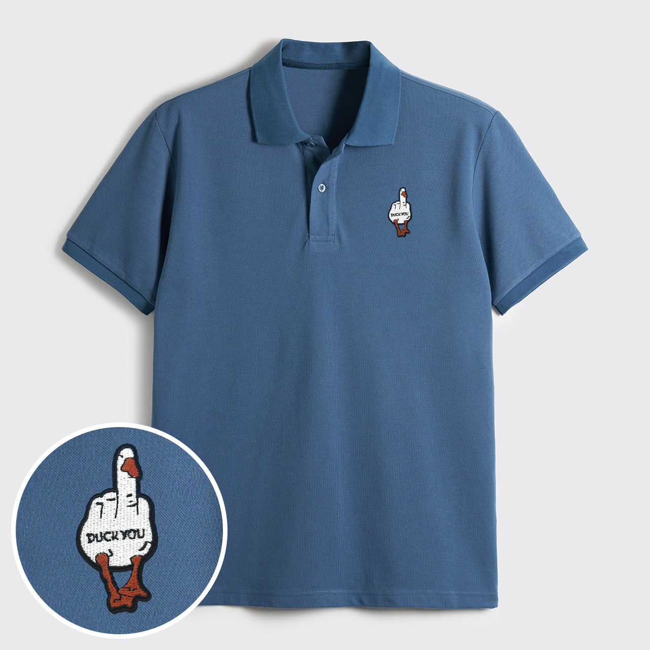 Funny Duck Middle Finger Embroidered Polo Shirts