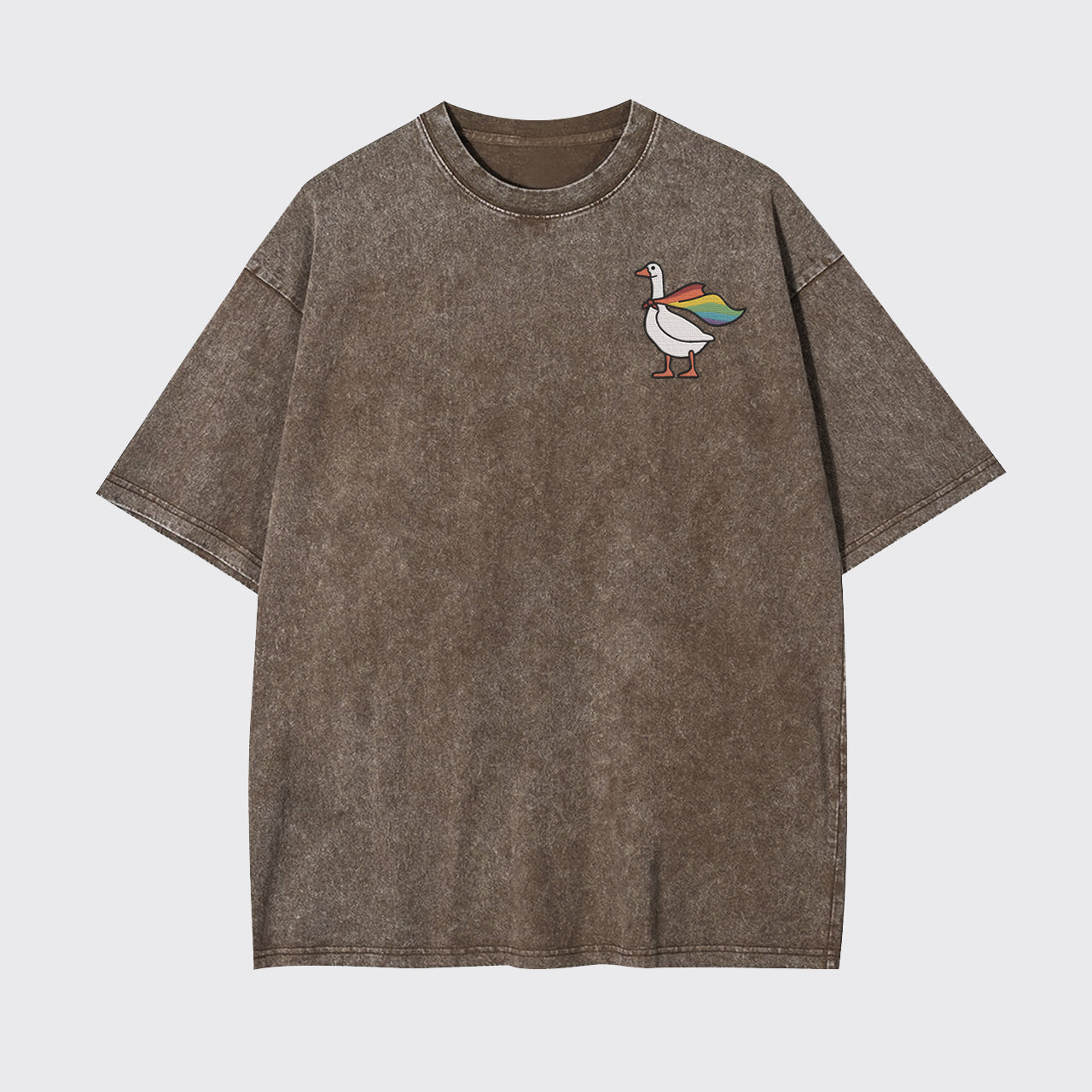 Rainbow Goose Embroidered Garment-dye Tees