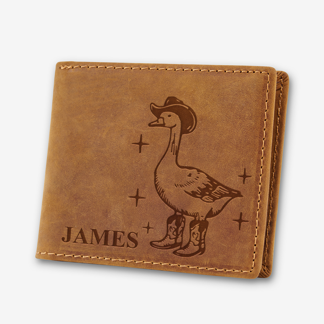 Personalized Vintage Leather Wallet_Goose