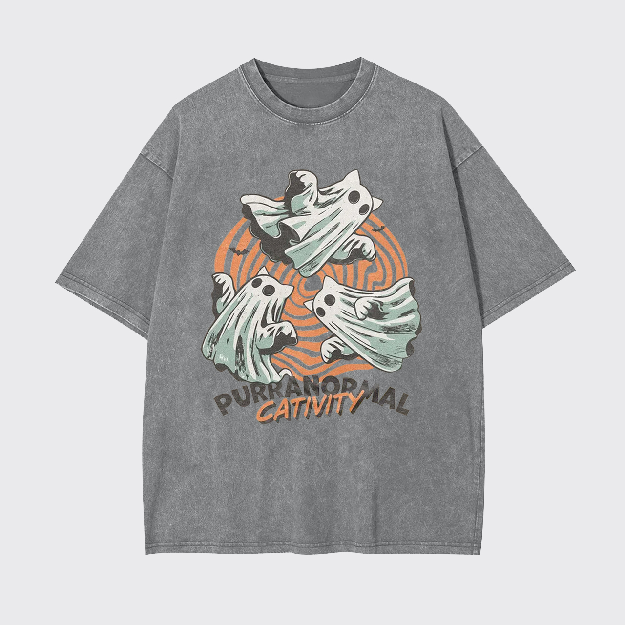 Halloween Ghost Cat Garment-dye Tees