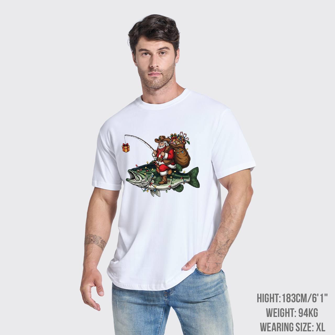 Fishing Santa Christmas Bass Fish T-Shirts
