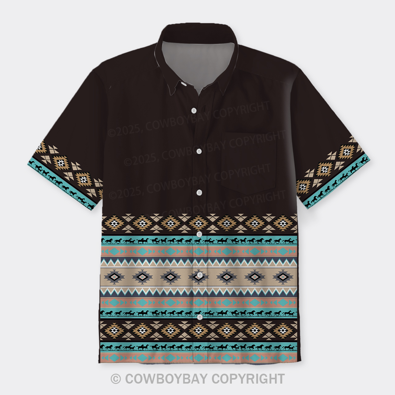 Aztec Pattern Design Button Up Shirts_1