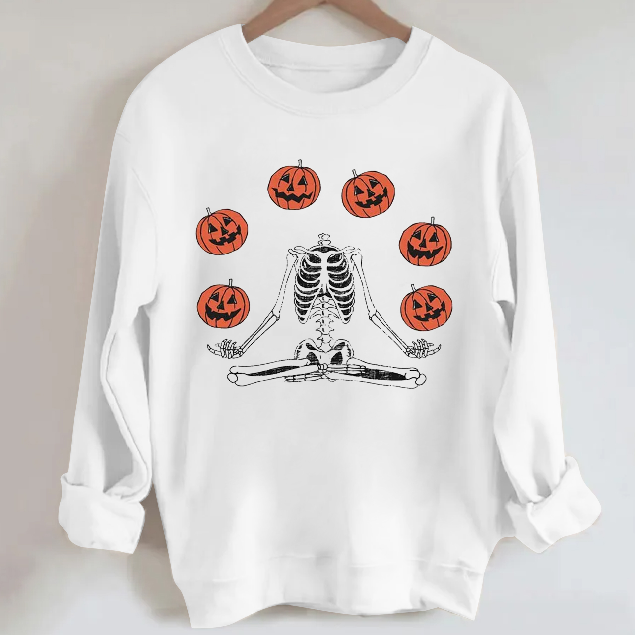 Pumpkin Skeleton Vintage Halloween Sweatshirt