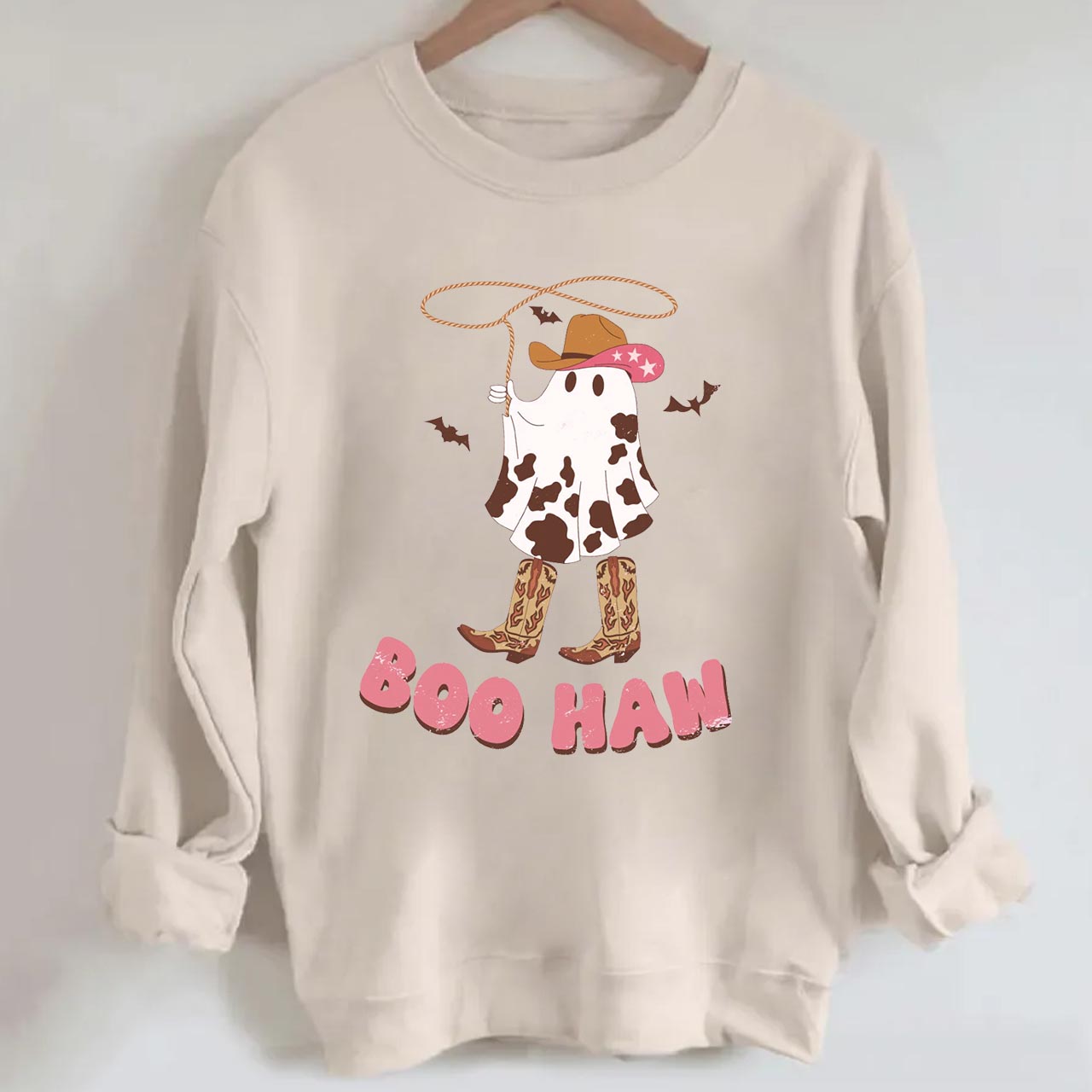 Boo Haw Ghost Cowboy Boot Fall Sweatshirt