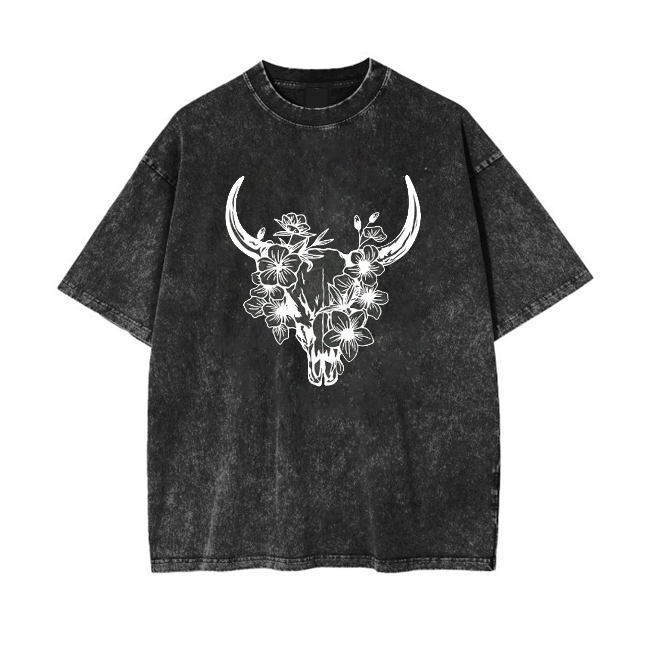 Floral Cow Skull Country Garment-dye Tees