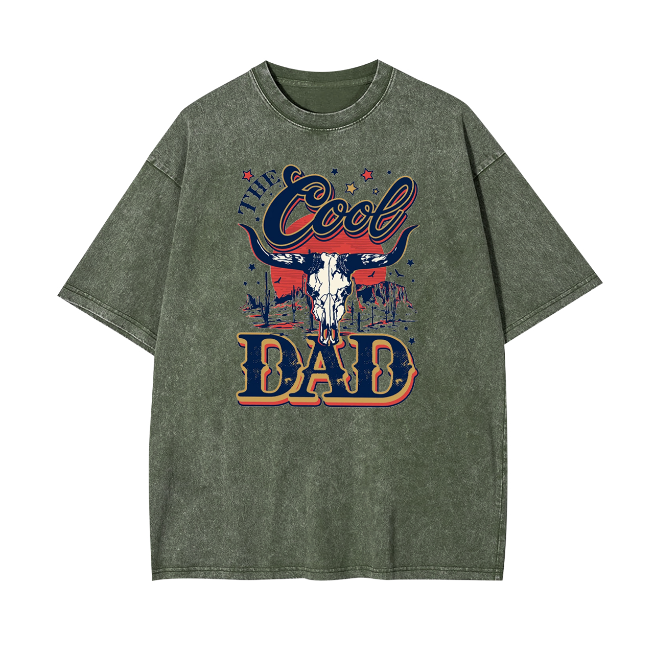 Wild West Dad Gifts, Longhorn Bull Garment-dye Tees