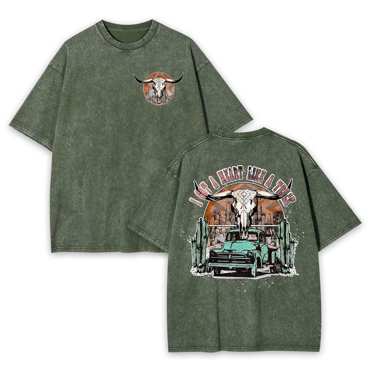 Heart Like A Truck Cowboy Garment-dye Tees