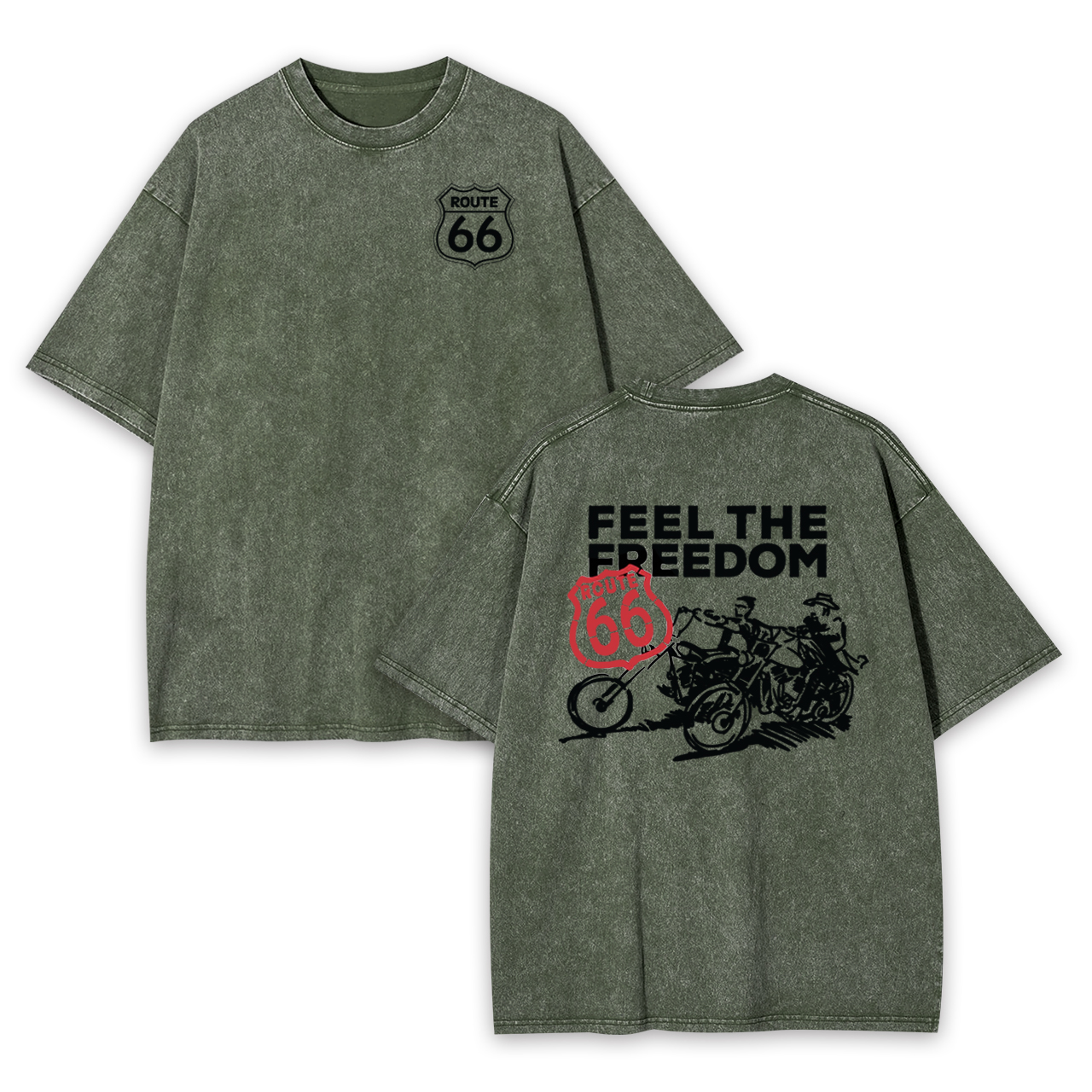 Route 66 Feel The Freedom Garment-dye Tees