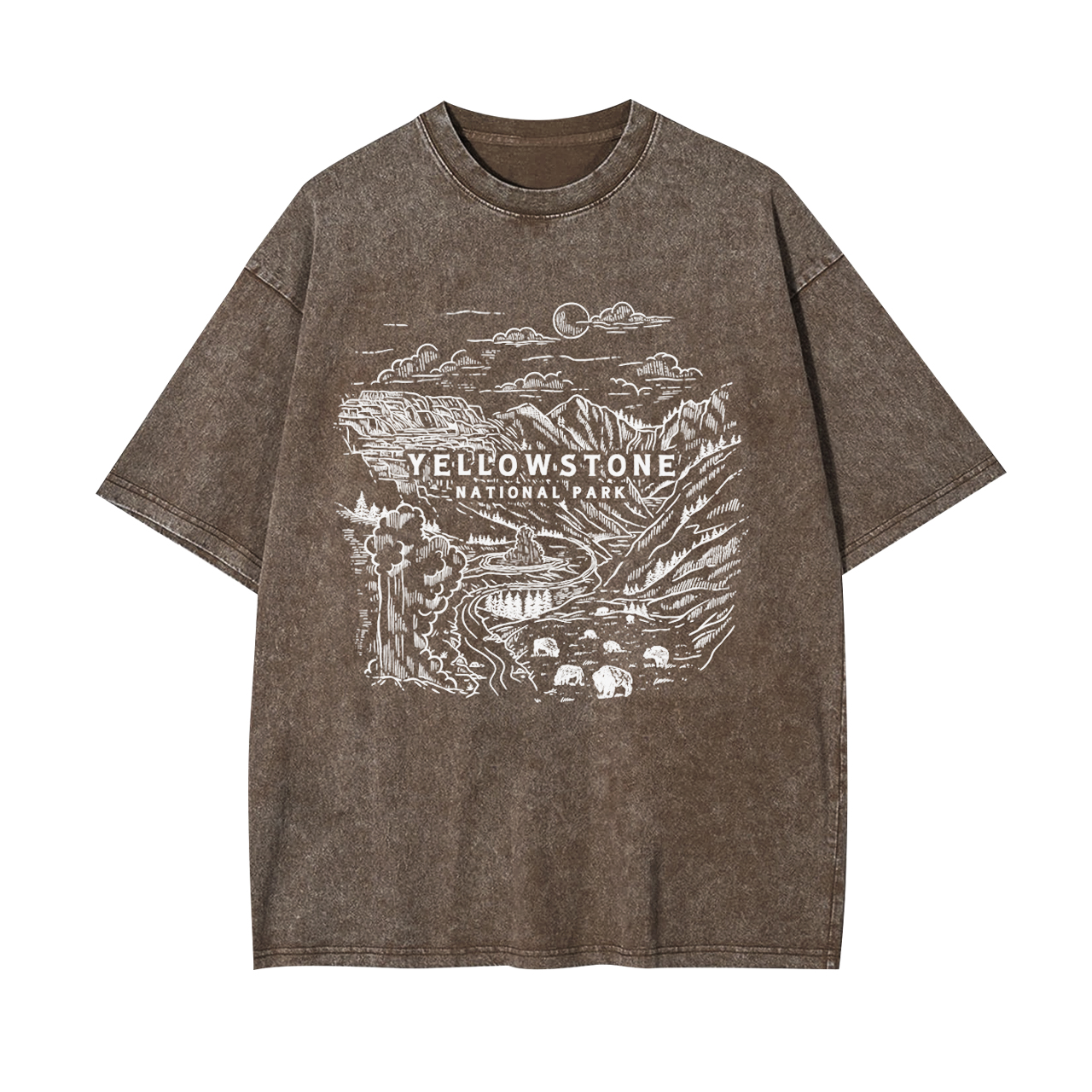 Aerial photography of Yellowstone National Park Garment-dye Tees