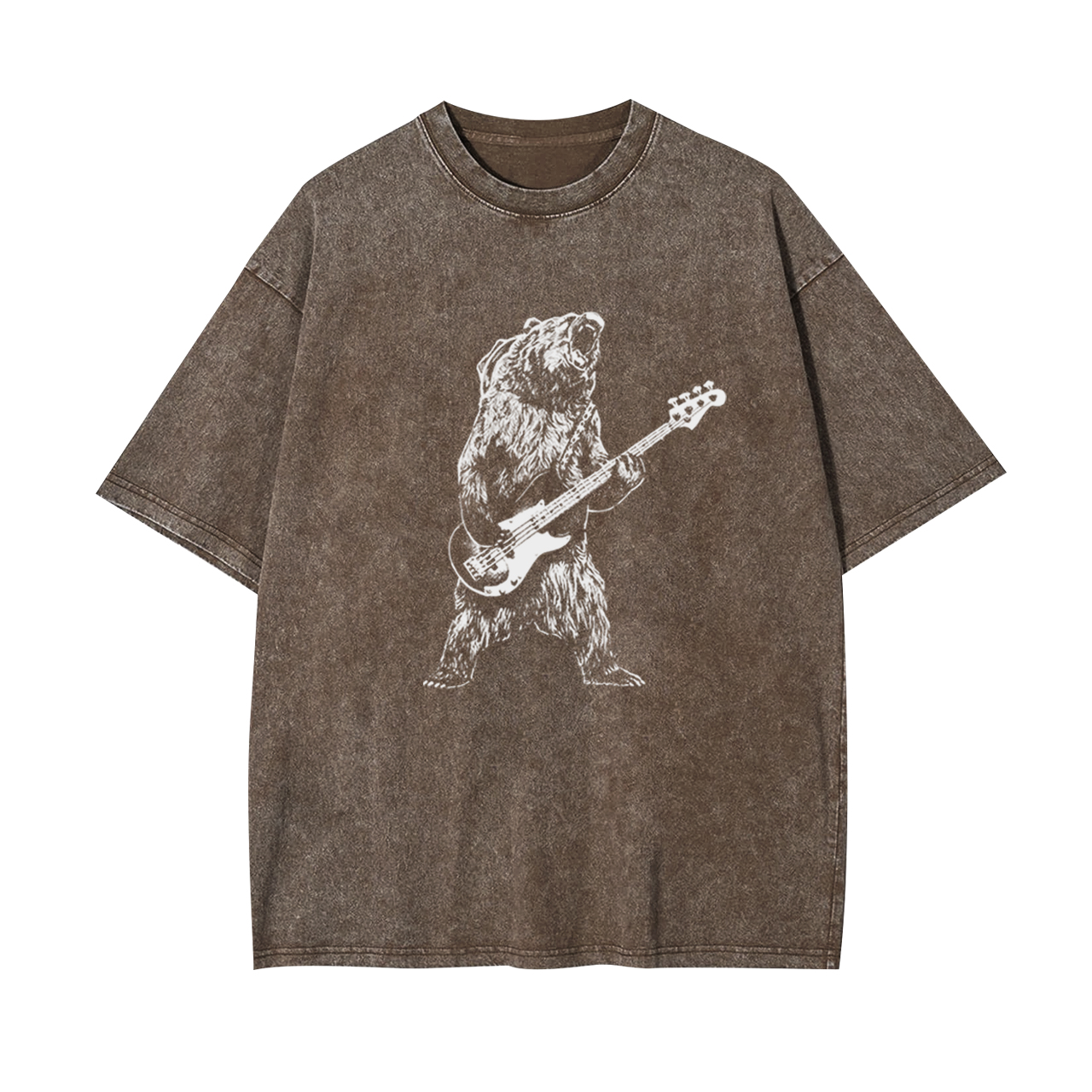 Bear Playing Bass Guitar Garment-dye Tees