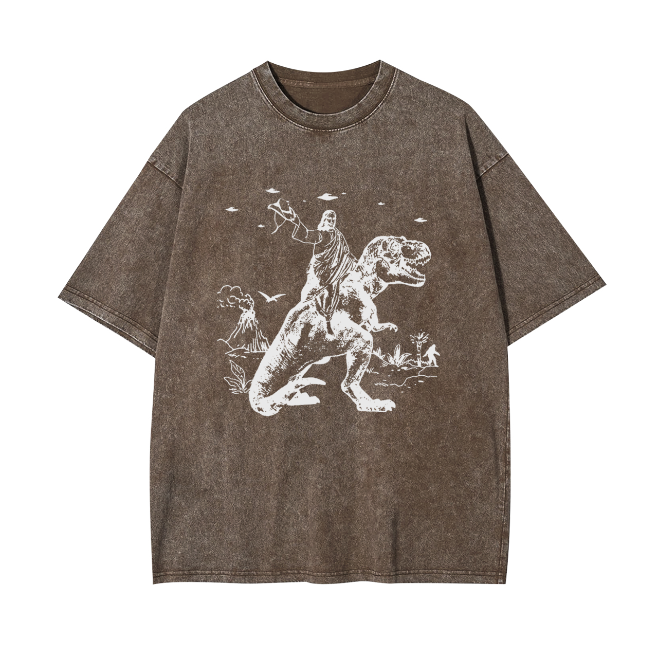 Jesus Riding Dinosaur Garment-dye Tees