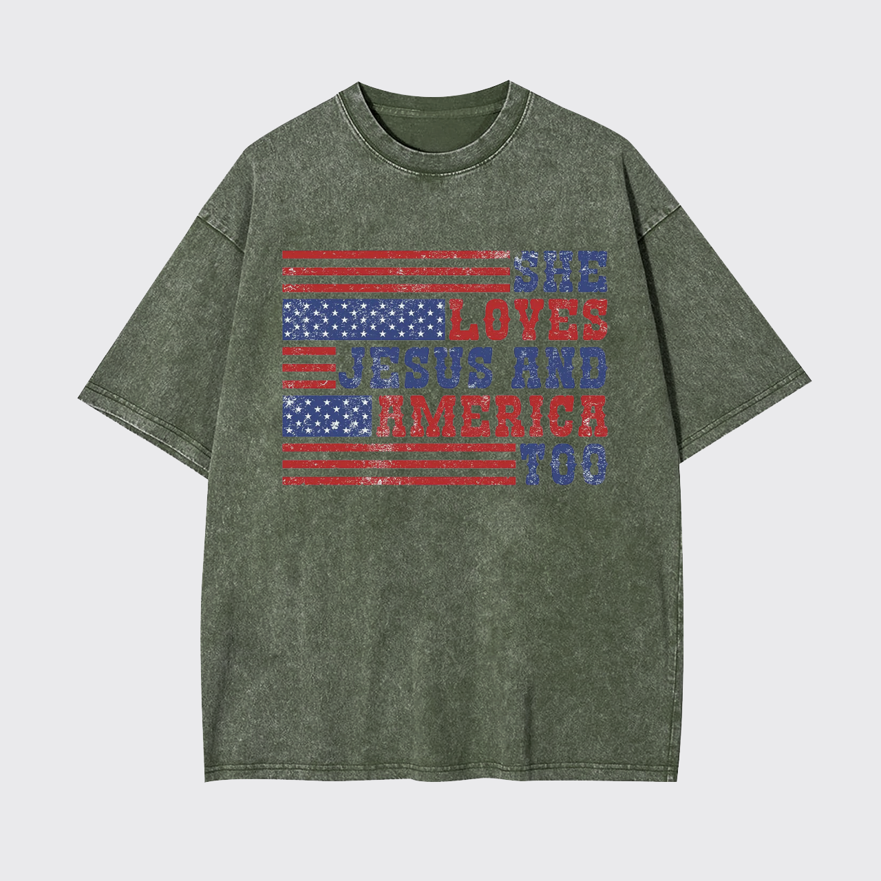 She Loves Jesus And America Too Garment-dye Tees
