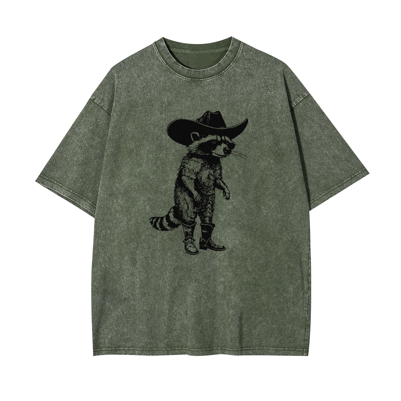 Vintage Cowboy Racoon Retro 90s Garment-dye Tees