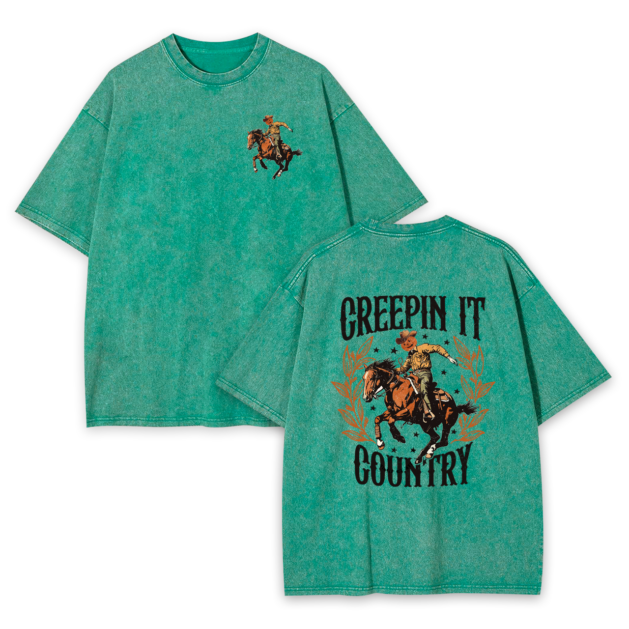 Creepin It Country Western Halloween Garment-dye Tees