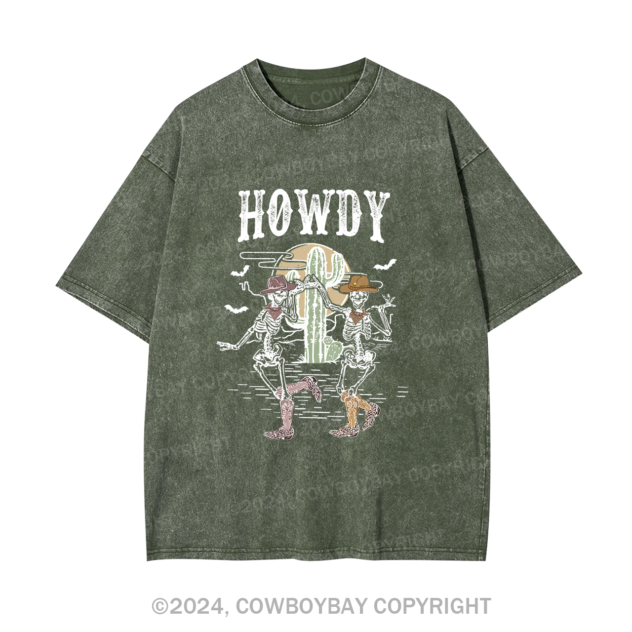 Howdy Halloween Midwest Desert Skeleton Garment-dye Tees