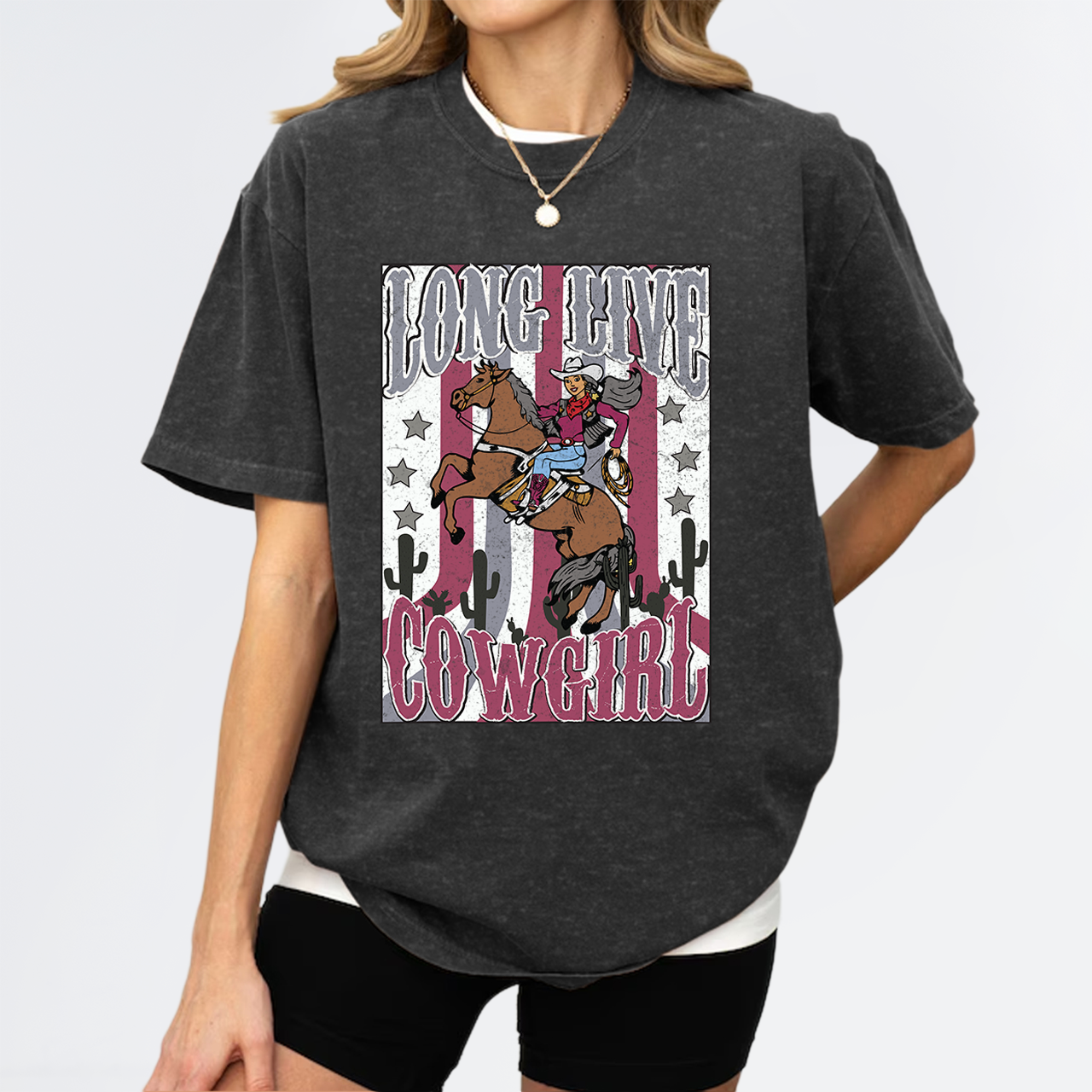 Longlive Cowgirl Horse Riding Vintage Garment-dye Tees